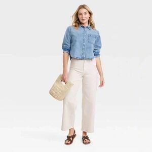 Universal Thread High-Rise Sailor Wide-Leg Jeans Beige 16 New With Tags